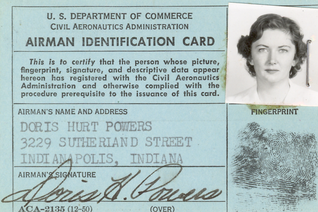 1950, doris Powers, CAA ID Card
